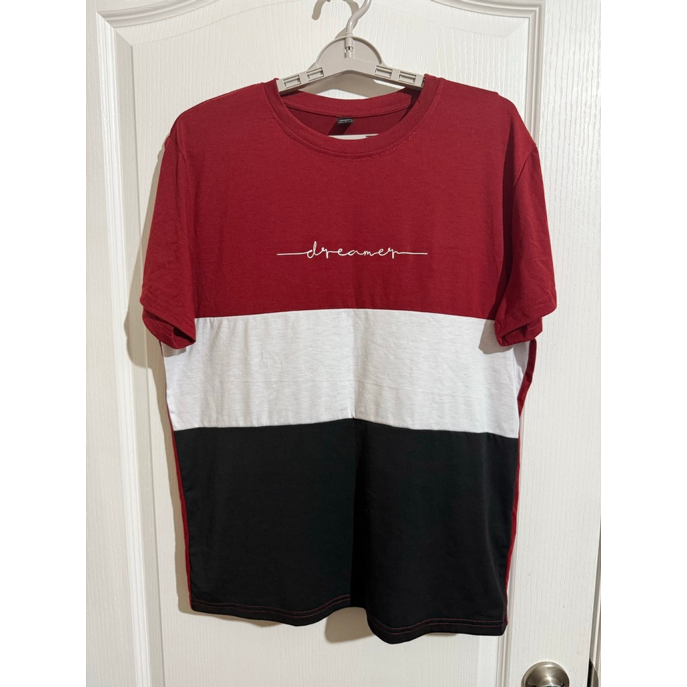 Men's MANFINITY Red White Black Colorblock Short Sleeve Tee L
